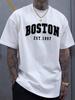 Summer Unisexs 100 Pure Cotton Casual Fashionable Loose Boston EST 1997 Printed Round Neck Short Sleeved TShirt Versatile Top