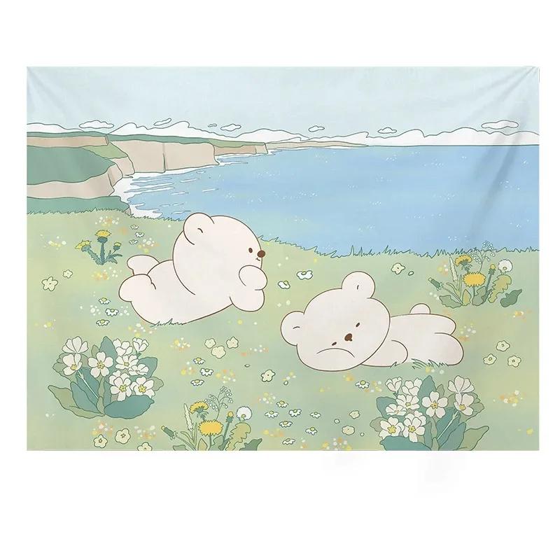 

Милое девчачье сердце из мультфильма «Медведь» подвесная ткань для украшения стен дома гобелен для офиса гостиной гобелен 100x75cm