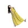 Holiday Style Super Good-looking Fairy French Yellow Neck Off-the-shoulder Dress Women's Summer New Temperament Loose Long