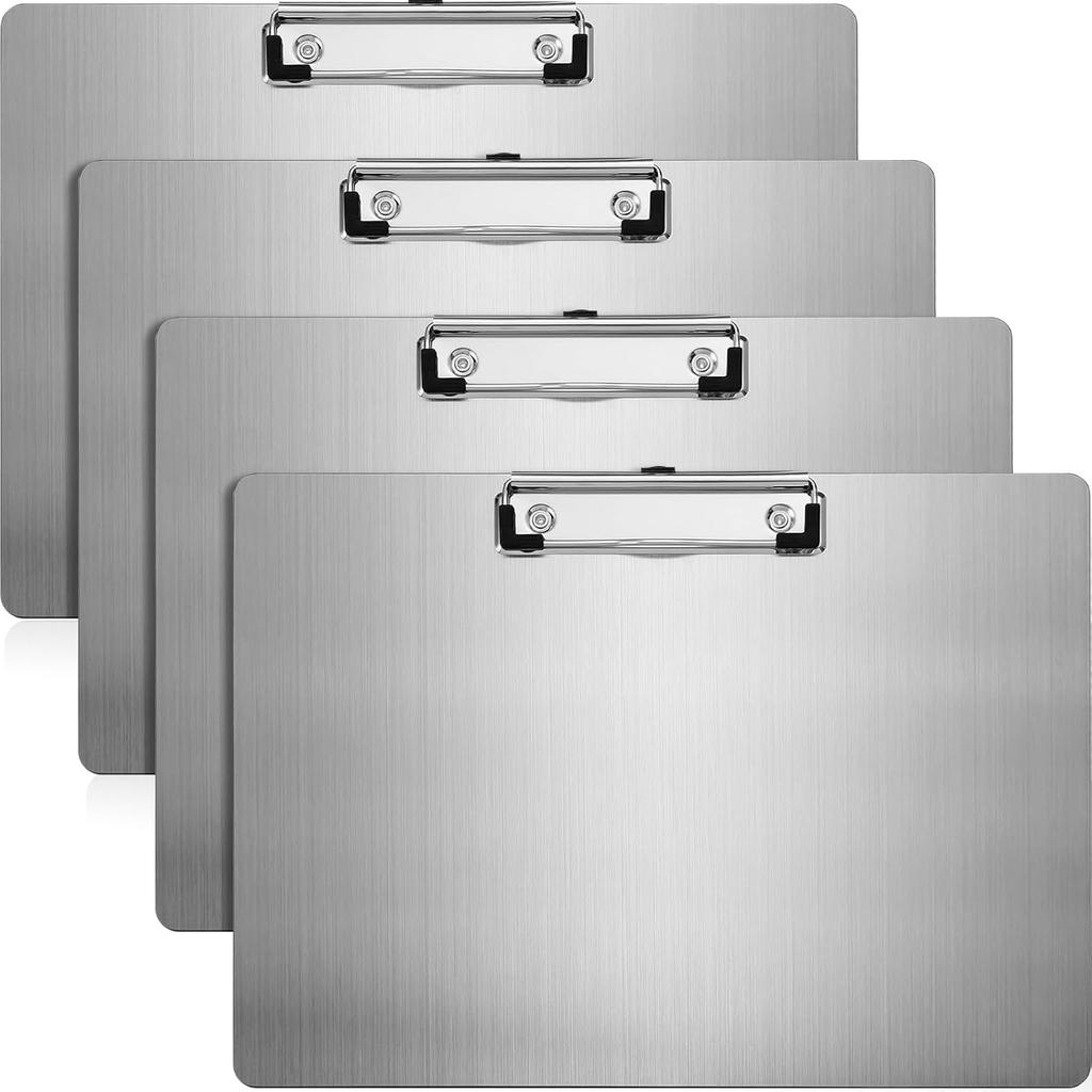 1 Pcs Horizontal Metal Clipboards 9 X12. 5 Inch Letter/a4 Size Stainless Steel Landscape Clip Board with Low Profile Clip for Drawing, Sketching,