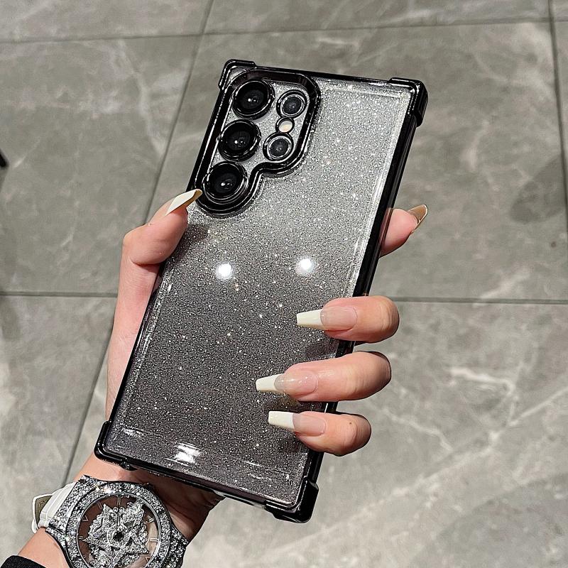 Luxusní průhledný kryt na telefon s gradientním třpytivým pokovením pro Samsung Galaxy S24 S22 S23 S21 Ultra Plus Slim Nárazuvzdorný Bumper