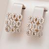 Unique Square Wide Full Natural Zircon English Earrings For Women Fashion  Rose Gold Color Vintage Wedding Jewelry