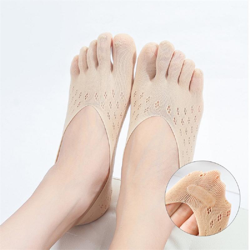 Fashion Thin Sock Slippers Women Invisible Silicone Anti-Skid Five Finger Socks