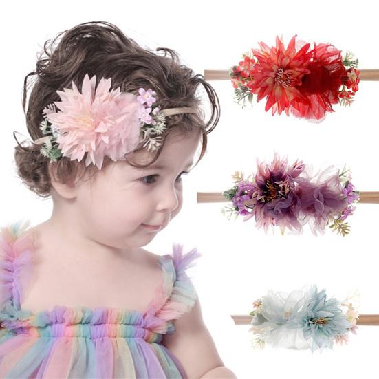 

Детская повязка на голову из нескользящей эластичной ткани с цветочной короной, повязка для волос для младенцев, реквизит для фотосъемки