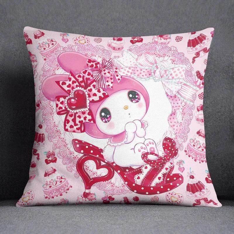 Cartoon Sanrio Pillow Cover Hello Kitty Kulomi Living Room Sofa Cushion Cover Bedroom Home Decoration Child Room Decoration