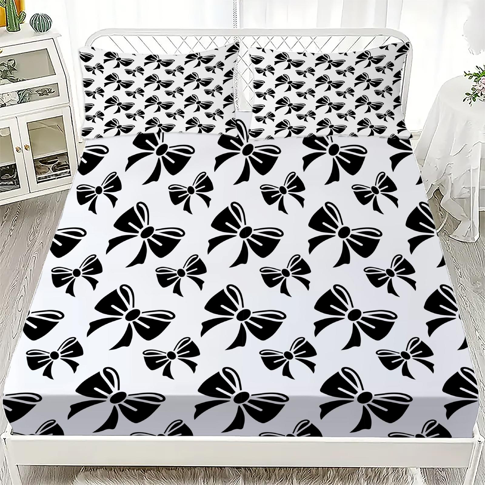 

2/3pcs Bowknot Personalized Fitted Sheet Set Bowknot Personalized Bedding Set Comfortable Skin Friendly Cute Style 180x220cm 90x200cmx25