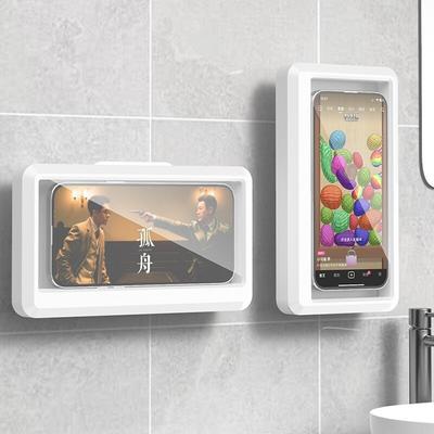 Supporto per telefono impermeabile da bagno, custodia per telefono da parete, supporto per telefono con touch screen autoadesivo, supporto per doccia, sigillante per riporre gli oggetti