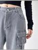 Women's Multi-Pocket High Waist Workwear Jeans - Autumn Loose Slimming Straight Leg, Versatile Wide-Leg Floor-Length Pants