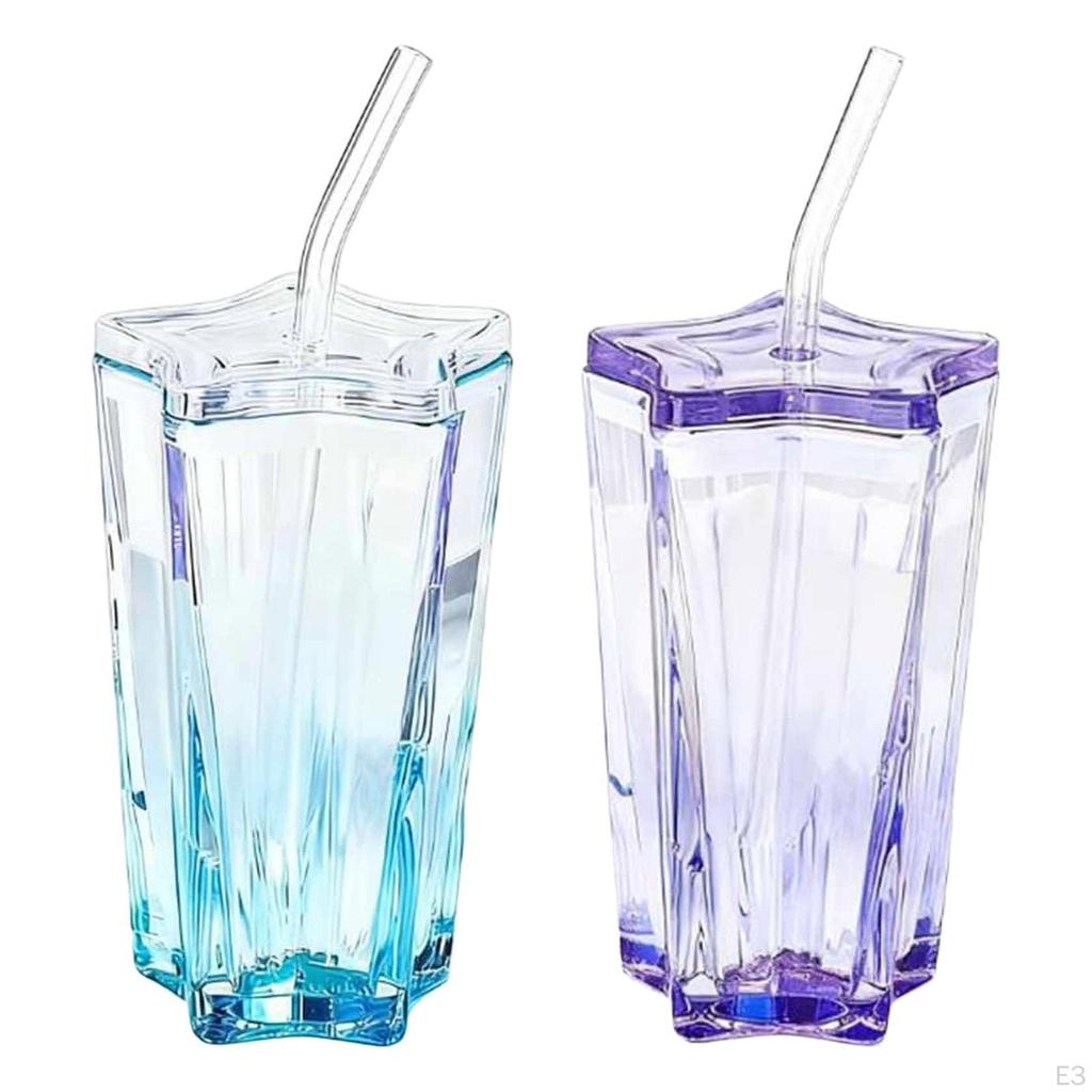 Convenient Glass Cup with Lid, Included, Versatile for Drinking, Easy To Clean, Stylish Design,