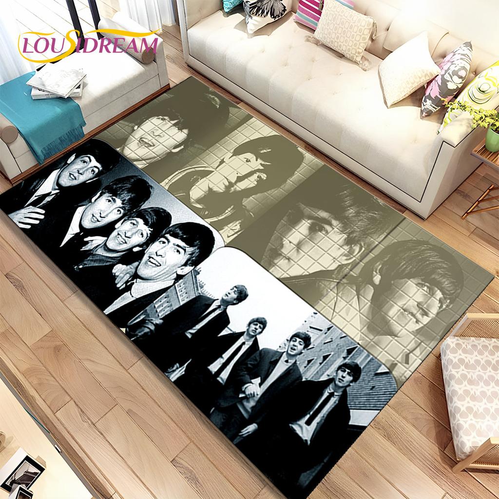 3D B-Beatles Rock Band Area Rug,Carpet Rug for Home Living Room Children Bedroom Sofa Doormat Decor,kids Play Non-slip Floor Mat