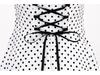 Retro Polka Dot Halter Backless Lace-up Bodycon Waist-Cinching Long-Sleeved Dress for Women