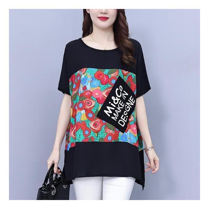 

Летняя новая повседневная и модная футболка большого размера с короткими рукавами для женщин, которая прикроет живот и сделает их стройнее. 5XL красный