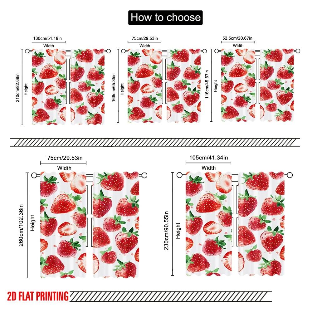 2pc  2D plane printing Curtains Berry Splash Versatile Polyester (without rod) Festive Ldeal for Bedroom   Living Room   Office