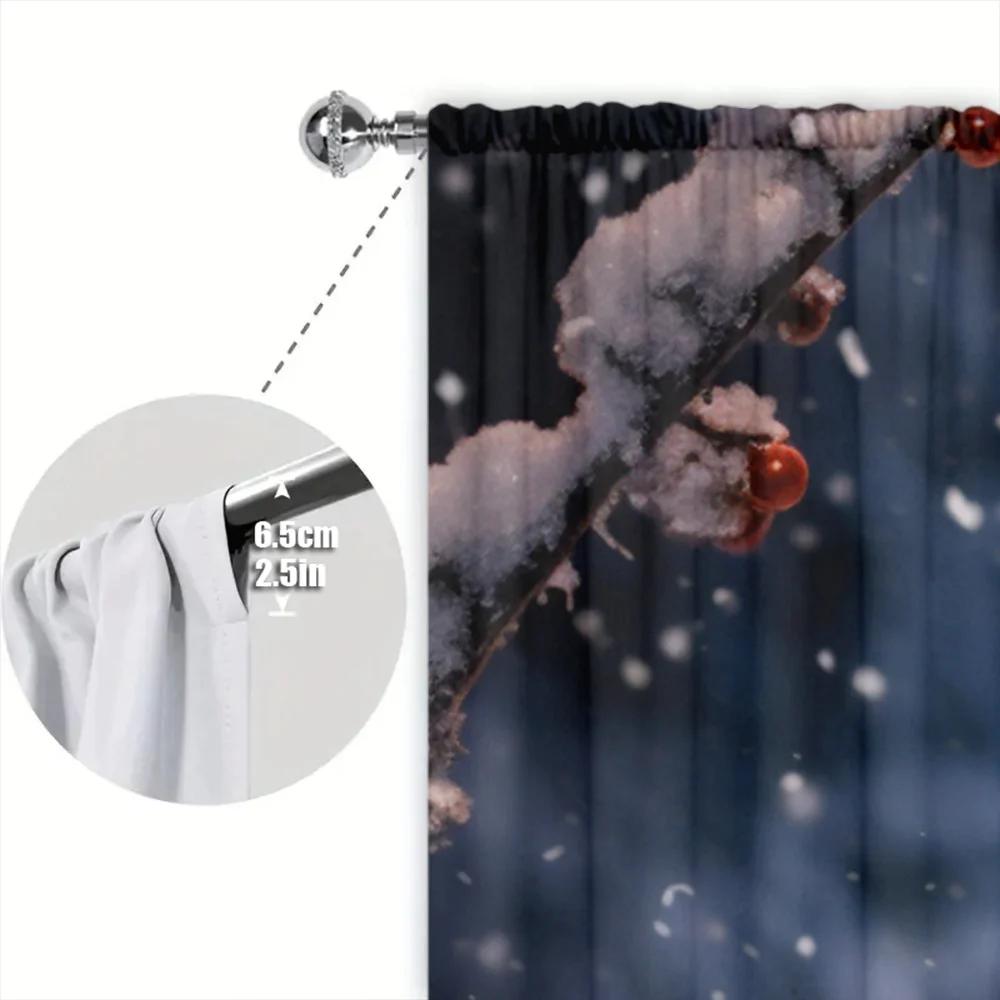2pcs Northern Cardinal Printed Curtain for Home Decor - Rod Pocket Window Treatment for Bedroom, Office, Kitchen and Living Room