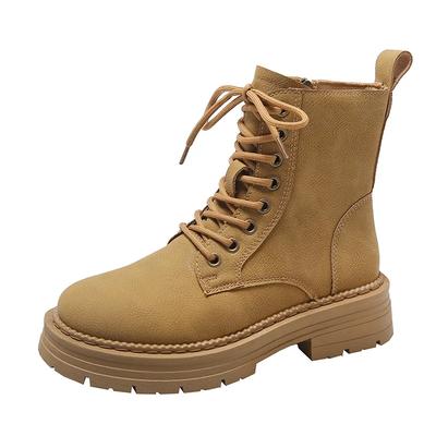 Stivali Moda Donna Stivaletti alla Caviglia in Pelle Retro Stivali Corti Donna Lusso Suola Morbida Nuova Piattaforma Antiscivolo Punta Rotonda