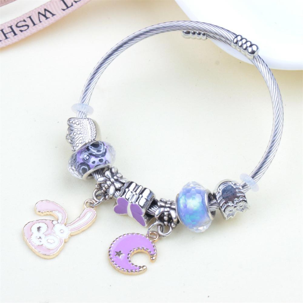 Beaded Bracelet Bangle Multi Element Stainless Steel Copper Alloy Open Spring Snake Bone Chain