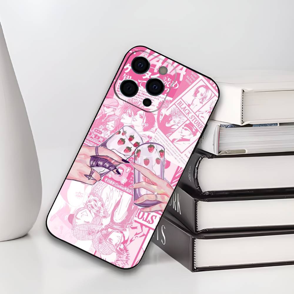 Anime N-NANA Phone Case For iPhone 17,16,15,14,13,12,11 Plus,Pro Max,XS,Soft Black Cover