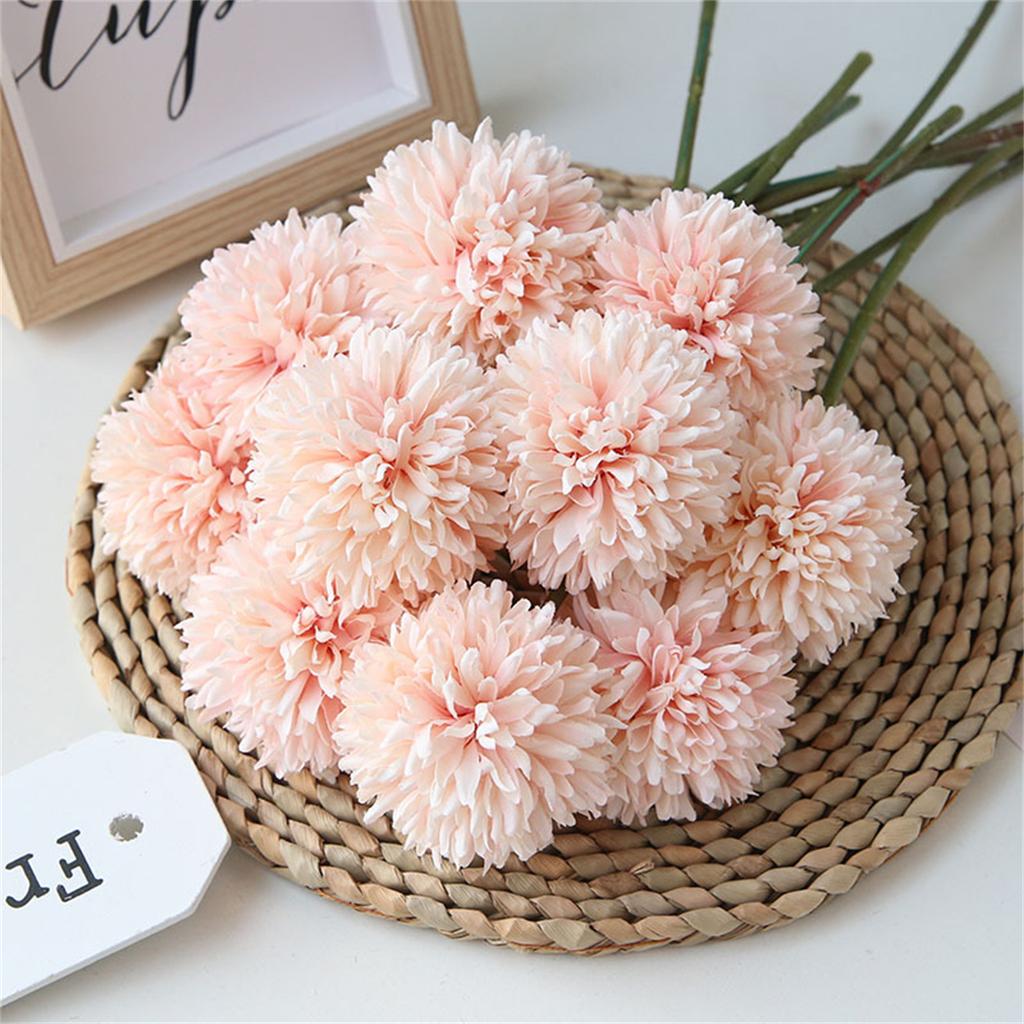 5pcs Artificial Dandelion Flowers, Fake Hydrangea Bridal Wedding Bouquet, Home Garden Party Wedding Decor, Winter Christmas Home