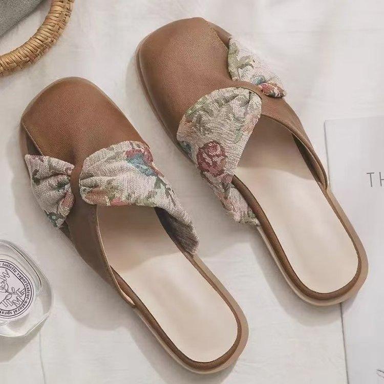 Baotou half slippers women's summer new late evening breeze gentle matching skirt versatile lazy one pedal flat-bottomed temperament sandals