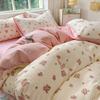 Floral Print French Style Bedding Set Bubble Cotton Duvet Cover Set Washed Cotton Flat Sheet Set Queen For Girl Decor Home