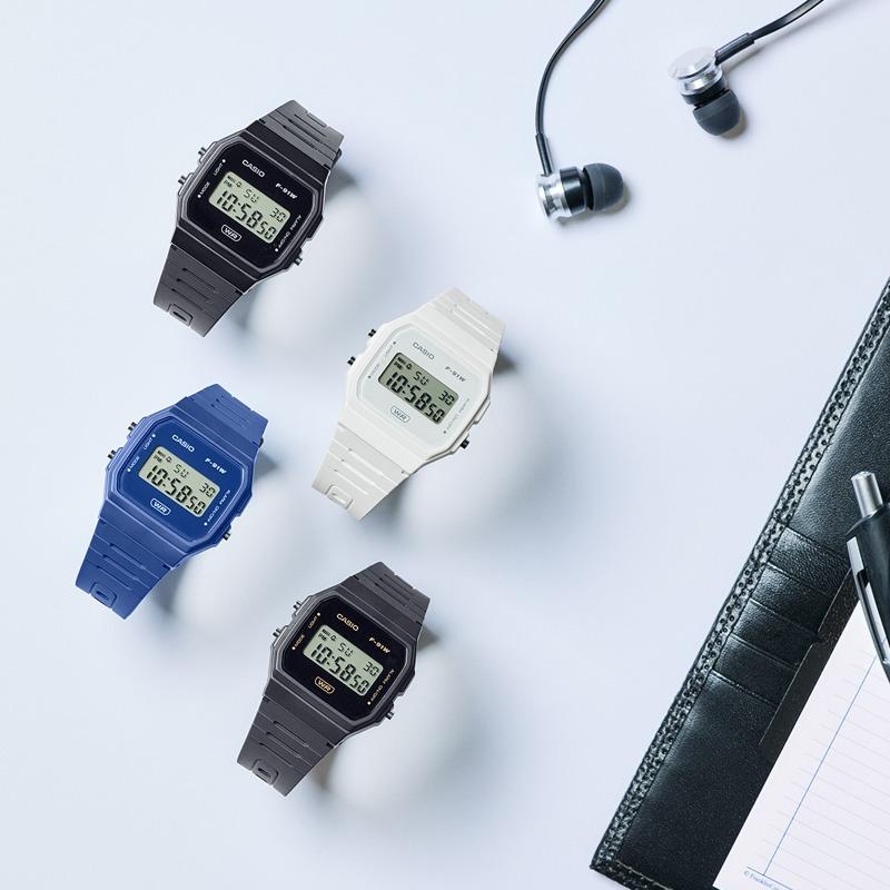 Casio Men's Resin Water Resistant Digital Alarm Quartz Watch F-91WB-7A