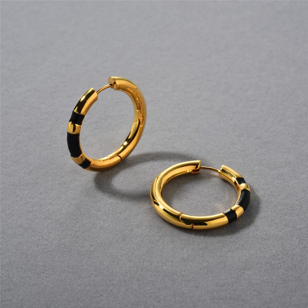 Premium Gold Copper Plated 18K Real Gold Drop Glaze Earrings, Ear Buckles, Fashionable Retro Simple Temperament Versatile Earrings