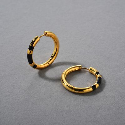 Premium Gold Copper Plated 18K Real Gold Drop Glaze Earrings, Ear Buckles, Fashionable Retro Simple Temperament Versatile Earrings