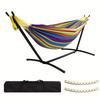 Brazilian Cotton Hammock with Stand, Portable Bag, Indoor/Outdoor, 500lb Capacity