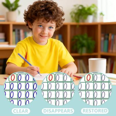4Pcs/Set Grooved Copybook Handwriting Workbook Kit with Letters Numbers Tracing Reusable Math Drawing Practice Book for Kids