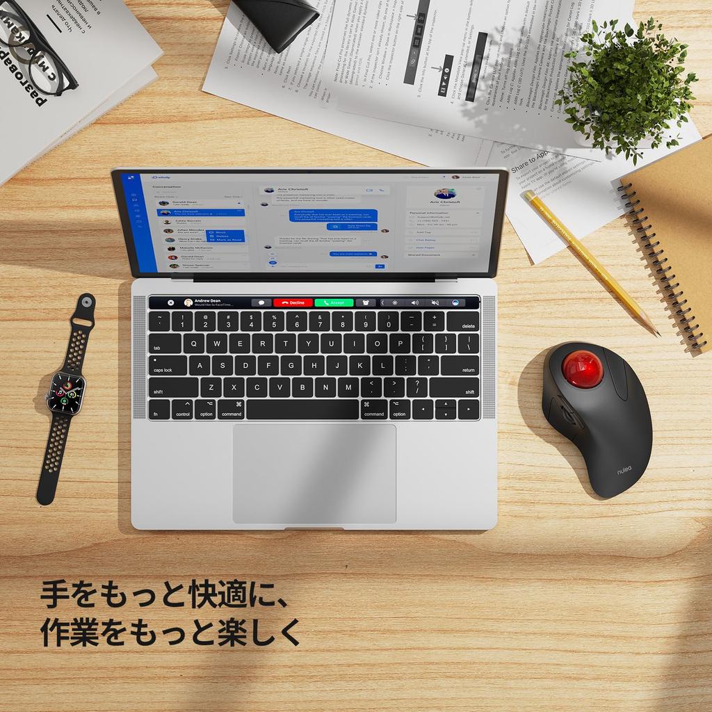 Nulea M505 Wireless Trackball DPI Precise and Smooth Index Finger Ergonomic Bluetooth and Compatible with and Red Mouse, 5-Level Adjustment,