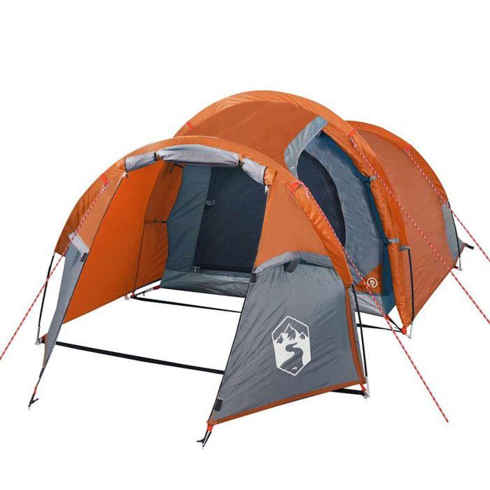 VidaXL Tunnel Camping Tent 3 Persons, Shade Tent with Carry Bag, Camping Awning, Garden Shelter, Orange 94392