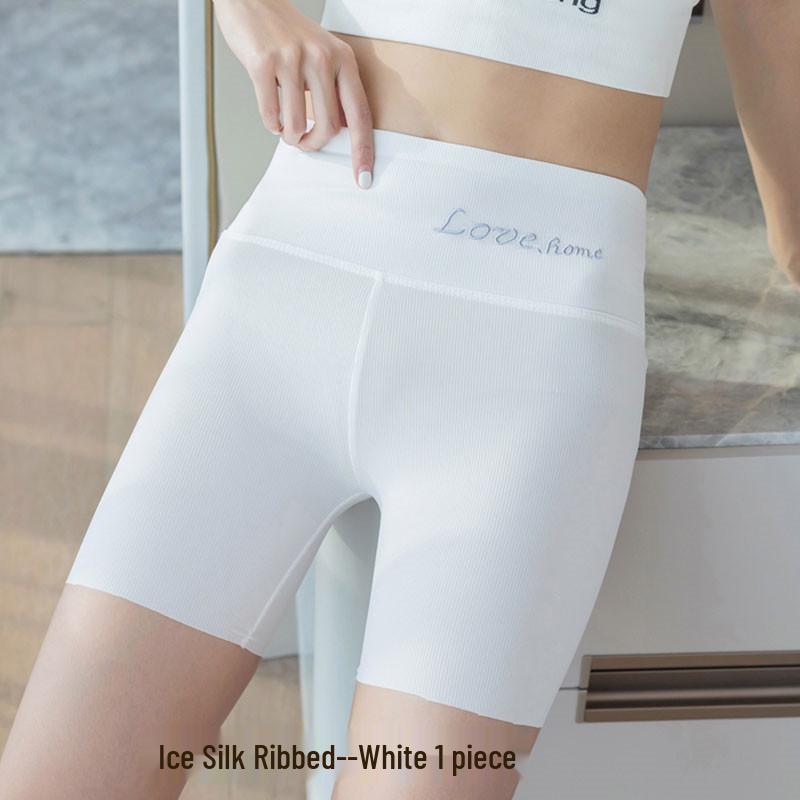 Women's High Waist Ice Silk Safety Shorts - Plus Size, Anti-Curl, Abdomen Control, Anti-Exposure Summer Underwear