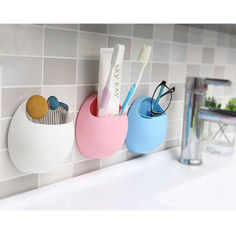 Bathroom Toothbrush Home Holder Wall Mount Suction Cup Toothpaste Storage Rack