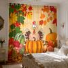 2pcs Thanksgiving Turkey, Pumpkin, Autumn Leaf-themed Blackout Curtains for Living Rooms Bedrooms