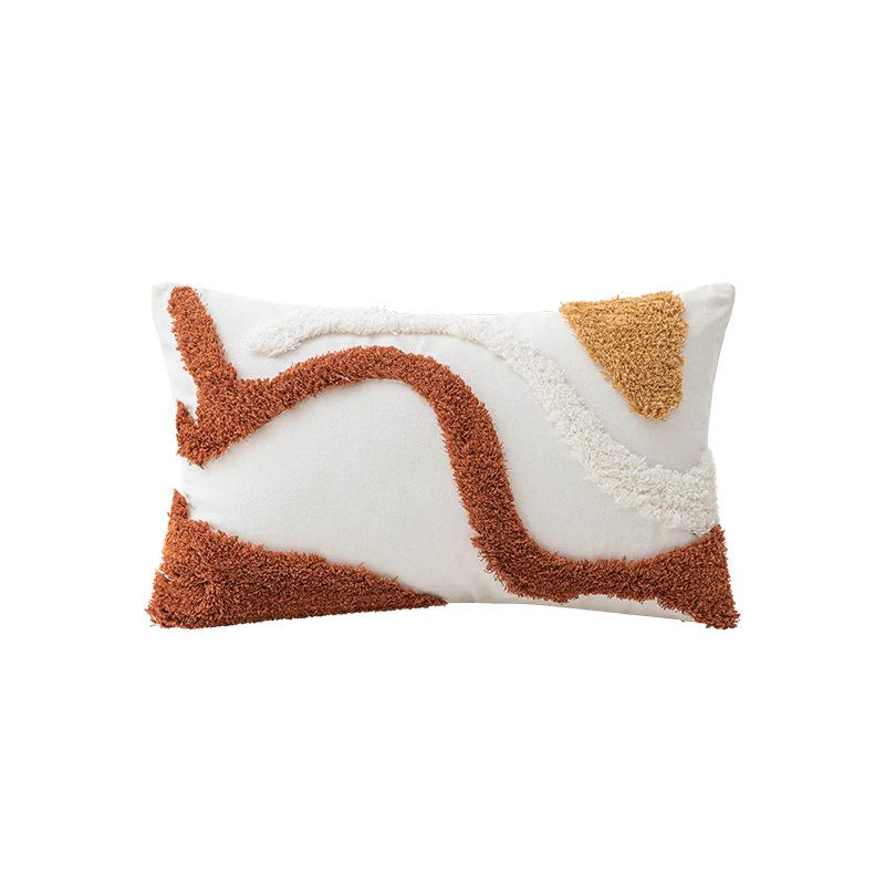 Ins Wind Tufted Pillowcase Coffee Color Cushion Cover Geometric Pattern Living Room Sofa Bed Waist Pillow Back Rest