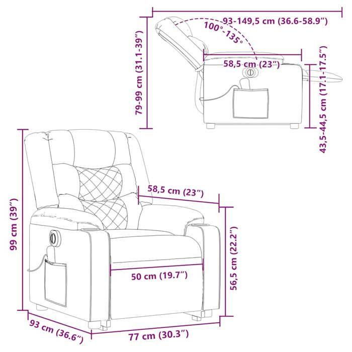 VidaXL Electric Massage Recliner Burgundy Red Fabric 3310282