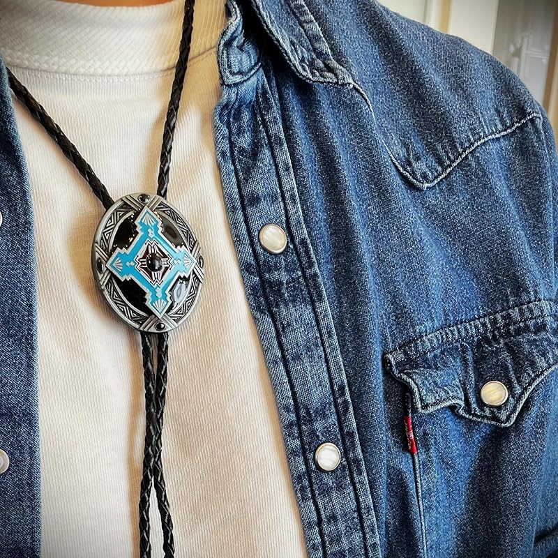 [Tsutael] Navajo design Loop tie/American casual vintage polo tie bolo tie indian jewelry native silver (Wheel)