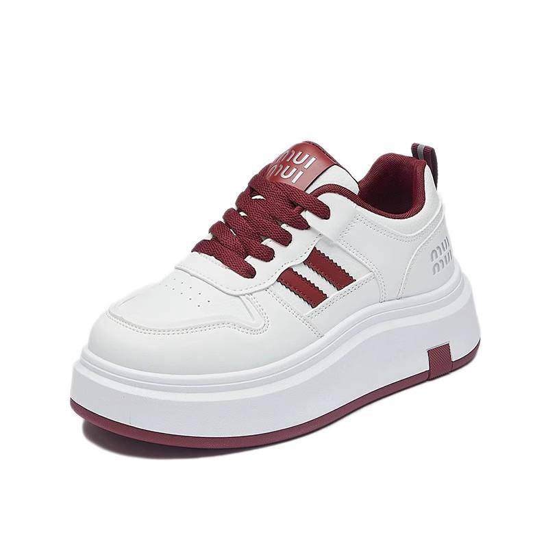 Thick-soled Little White Shoes Women's New Spring and Autumn Students Leather Soft-soled Sports with Skirts Casual Board Shoes