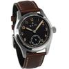 KNIS Men's Retro Military Watch, Made In Japan, Sapphire Crystal, 10 ATM Water Resistance, Black Dial, Brown Leather, KN003-BKBRLE