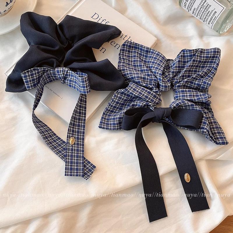 1PC Vintage Square Plaid Bow Ribbon Scrunchie for Women Girls Sweet Hair Ornament Hair Band Hair Tie Fashion Hair Accessories