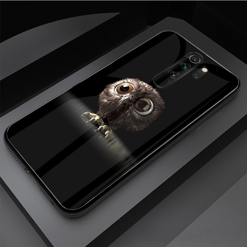 Owl Tempered Glass Phone Case For Redmi Note 5 6 7 8 Pro Note8T Note9S Redmi8 9 Cover Shell