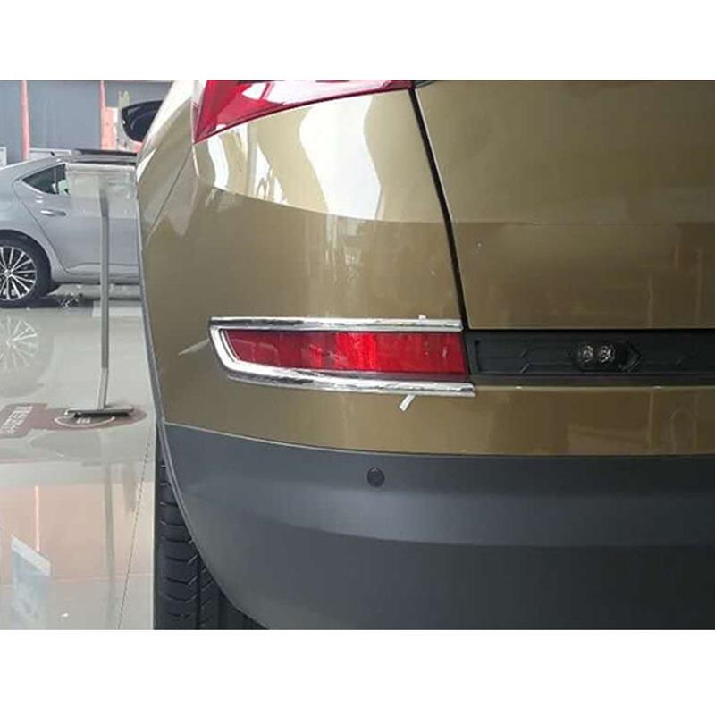 Car Styling Cover Eyebrow ABS Chrome For Skoda Kodiaq 2017 2018 Rear Tail Fog Light Trim Frame Lamp 2PCs