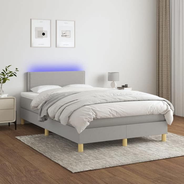 Maison Exclusive - Sommier à lattes de lit matelas LED Gris clair 120x200 cm Tissu