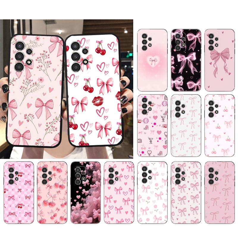 Phone Case For Samsung A17 A55 A16 A56 A35 A15 A53 A54 A33 A34 A25 A05S A52 A52S A07 A26 A06 Cute Pink Heart Bow
