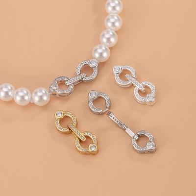 18K Gold-Plated Silver Geometric Pearl Clasp for Necklace and Bracelet Jewelry.