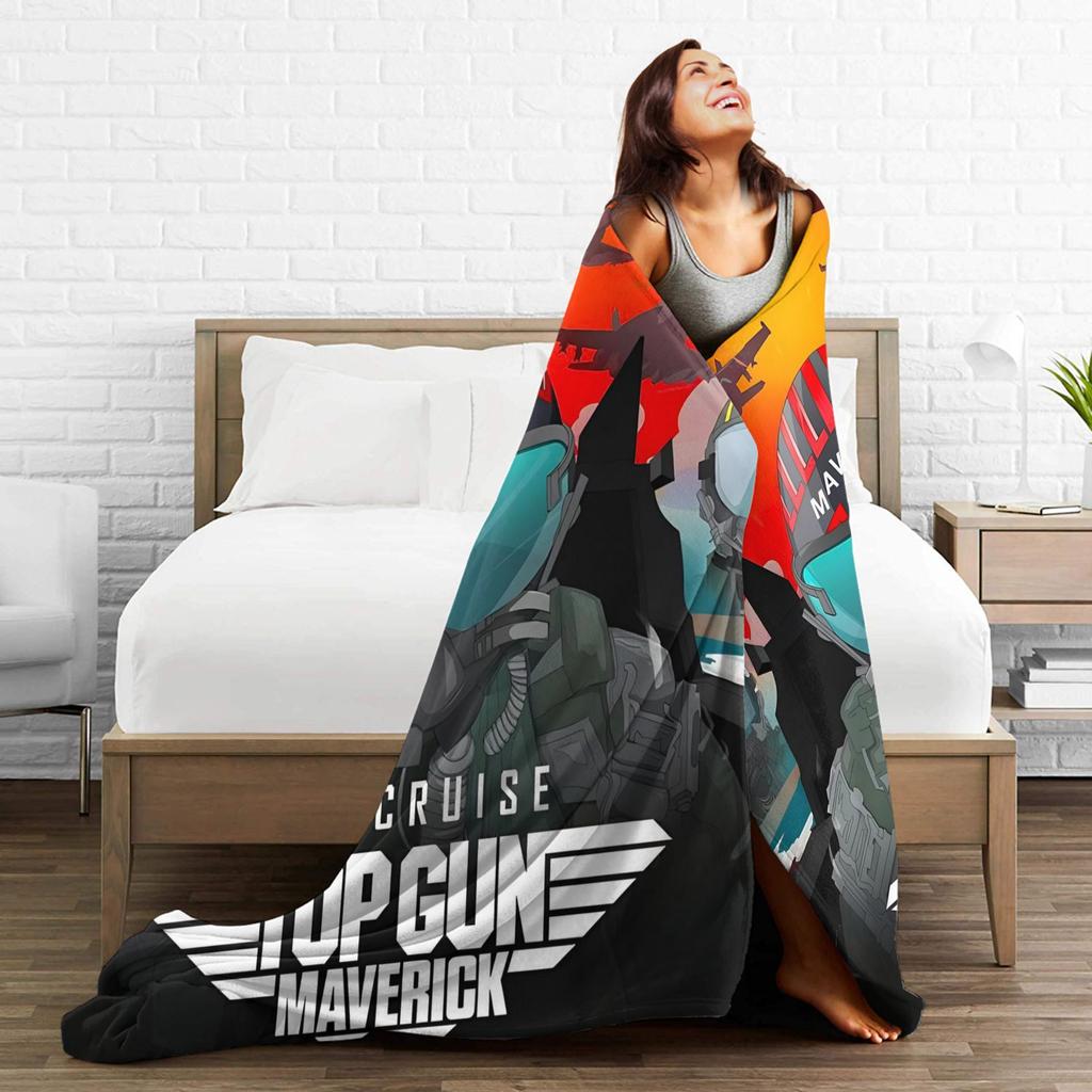 Top Gun Sign Tom Cruise Fighter Flannel Blanket Warm Throw Blanket For Couch Bed Travel Graphic Bedspread Sofa Bed Cover