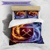 Set Lenzuola Stampato West Ham United Football 3 Pezzi, Comodo Set Copripiumino per Camera da Letto Amico della Pelle
