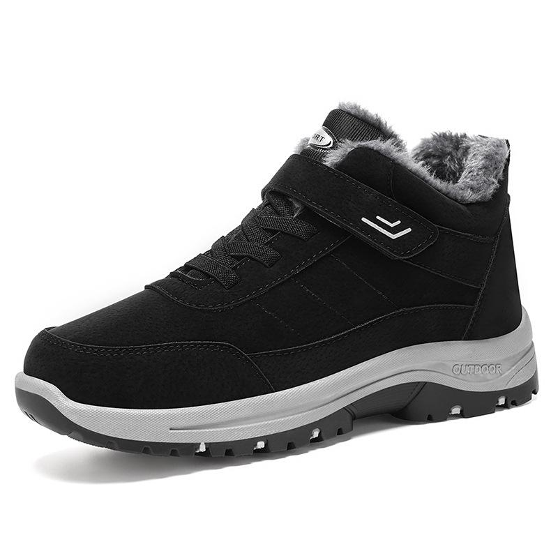 Women's Winter Plush Velcro Cotton Snow Boots, Thick Warm Large Size, Round Toe Walking Shoes.