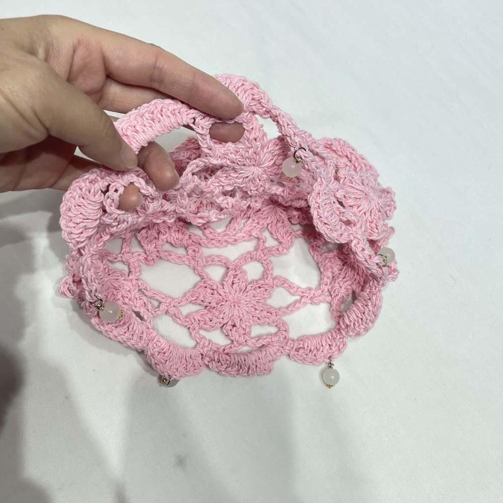 Handmade Crochet Flower Knitted Hat Bohemian Style Woven Cap Cute Hollowed Out Beanie Cap  Women
