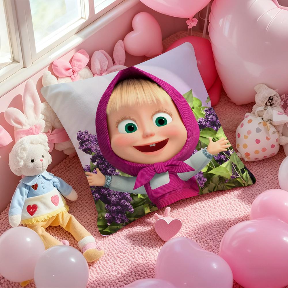 Cartoon M-Masha und die B-Bären Kissenbezug Muster Gedruckter Kissenbezug für Wohnzimmer Sofa Kissenbezug & Schlafzimmer Dekoration